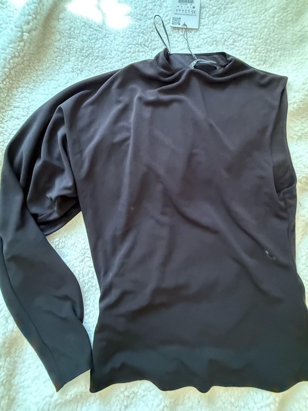 Zara Black One-Arm Long Sleeve Top